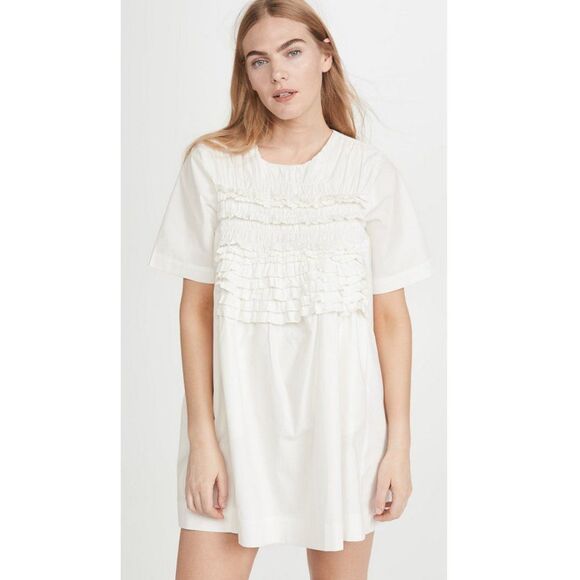 English Factory Sz. S White Short Sleeve Ruffle Tee Dress - Picture 1 of 16